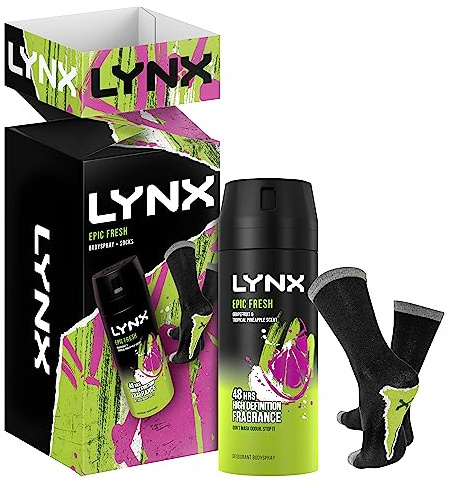 Lynx Epic Fresh Gift Set body spray & socks in a stylish gift box perfect gifts for him 1 piece