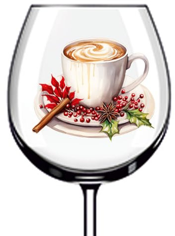 12x Christmas Coffee Cup Flowers Wine Glass Bottle Vinyl Sticker Decals m644