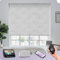 Graywind Customised Smart Blackout Roller Blinds Compatible with Alexa Google, Delicate Design Texture Rechargeable Electric Blinds with Remote, Motorised Window Shades, Floral Jacquard White