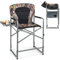 GYMAX Chaise de Chasse Pliable avec Plateau Supplémentaire & Porte-Bouteille & Dossier Confortable & Accoudoir Rembourré, Chaise de Camping Haute avec Repose-Pieds, Charge 150KG