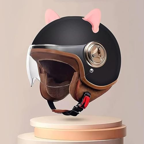 Niedlicher Kinderhelm Mit Visier, Vintage-Motorrad-Jethelm Mit Visier Für Jungen Und Mädchen, ECE-Zugelassener Elektroroller-Kinder-3/4-Motorradhelm Für Vespa, ATV, Moped B,54-59cm