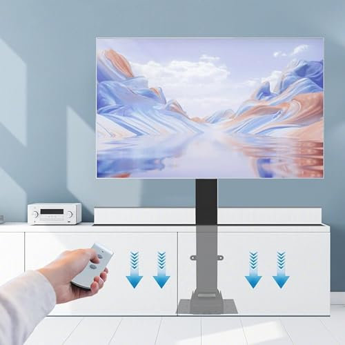 Elektrischer Teleskop TV Lift – Manuelle 360° Drehung Nach Links Und Rechts, Im Schrank Versteckbarer TV Lift, Passend Für 26-70 Zoll LED Bildschirme, Mit Einer Belastung Von 60kg/132lbs