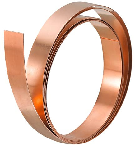 sourcing map Copper Sheet Roll, 3000mm x 10mm x 0.1mm 99.9% Pure Copper Strip Metal Foil Plate for Electrical DIY Projects