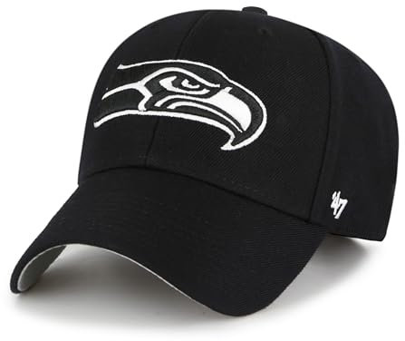 '47 NFL Seattle Seahawks MVP Unisex-Baseballkappe, Verstellbarer Klettverschluss, Einheitsgröße, Team Logo, Farbe Schwarz