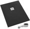 AQUABAD Duschwanne/Duschtasse Palast mit LeakProtect Technologie Black Stone 90x120cm Rechteck - Blende: polierter Stahl | inkl. Ablaufgarnitur/Siphon