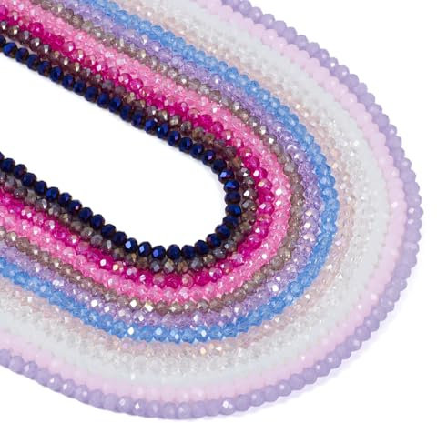 FASHEWELRY 1560 cuentas de cristal galvanizadas con temática morada, cuentas de cristal facetadas y redondas para hacer pulseras, collares, joyas