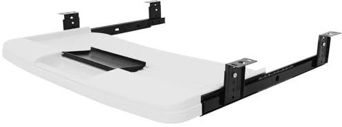 Lurrose Bandeja para Teclado Debajo del Escritorio Organizador de Escritorio Estilo Cajón Oculto Bandeja de Almacenamiento Multiusos Fabricada en Acero Inoxidable Abs