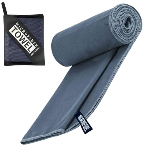 KOLZEMV Serviette Microfibre, Serviette Sport Musculation, Serviette Piscine compacte, Ultra-légère et Rapidement sèche, Serviette de Bain Microfibre Parfait pour Sport,Fitness et la Plage,bleu marine