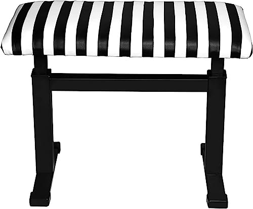 Klavierhocker Für Familienbankette, Frisiertischhocker, Solo, Stabile Klavierbank, Bequemer Einzelhocker Aus Leder Mit Schwarz-Weißen Streifen, Gepolstertes Kissen, 65 X 34,A