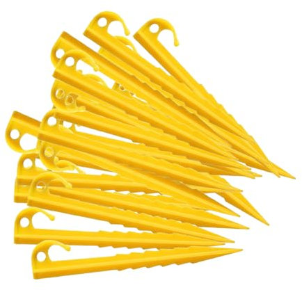 YGCQFH 24pcs Heavy Duty Plastic Tent Pegs, Durable & Lightweight, Ideal for Camping, Caravans, Gardens, 14.5cm Length, 24pcs Set