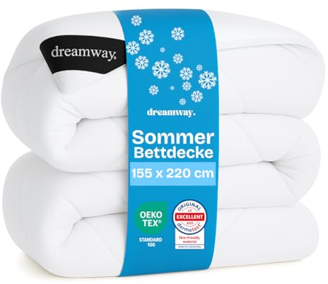 DREAMWAY Bettdecke 155x220 450gsm Steppdecke - Mikrofaser Weich - Weiß | Warme Bettdecke für Bettgröße 80 – Oeko-Tex zertifiziert – Maschinenwaschbar bei 60 °C