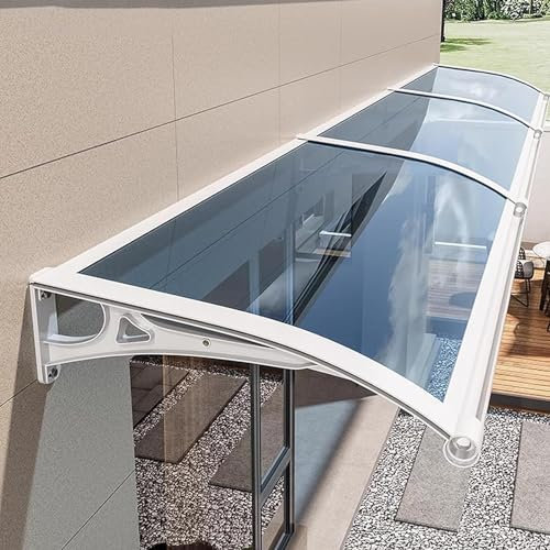 Modern Outdoor Polycarbonate Door Canopy Awning for Rain and Snow Protection with Solid Aluminium Frame 100X290cm