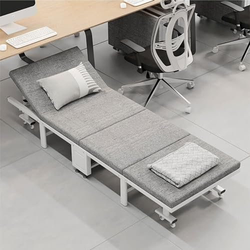 WXQZHF Klappbett mit Matratze, tragbares Bett für Erwachsene mit Verstellbarer Rückenlehne, Faltbarer Rahmen aus verstärktem Stahl, klappbares Etagenbett für Gäste (70 cm)