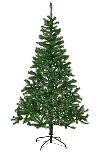 GIGALUMI 180 cm/6 Fuß Künstlicher Weihnachtsbaum, Ausklappbar, Grün, 500 PVC-Spitzen, Metallständer, Weihnachtsdeko für drinnen und draußen