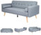 3 Seater Sofa Bed Adjustable Angle Sofa with Wooden Legs for Living Room Guest Room Office (Linen, Dark Grey)