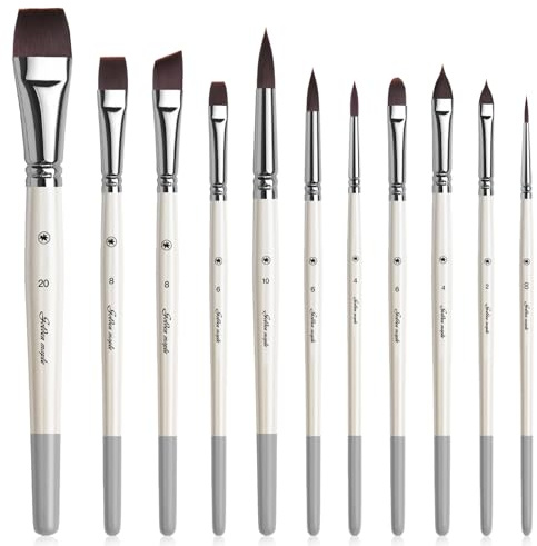 Face Paint Brushes, Golden Maple 11PC Artist Acrylic Paint Brush Set for Face Body Shoe Painting, Ideal for Chrismas Halloween Cosplay Party SFX Arty Stage Makeup