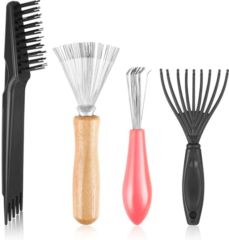 Lnngub 4 Pcs Hair Brush Cleaner Tool,Comb Cleaner Hairbrush Cleaning Tools Hair Brush Cleaning Tool for Home and Salon Use(4 Styles)