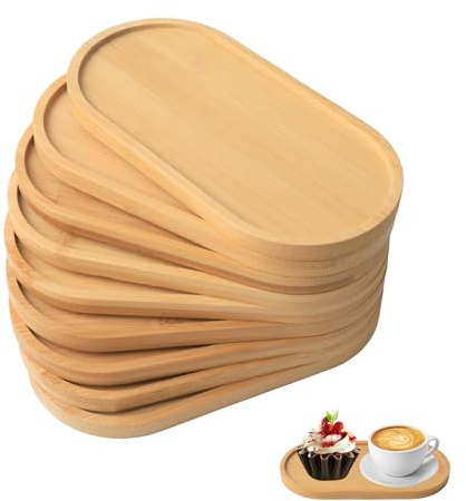 Holztablett Klein 9 Stück Ovale Bambus Tablett Klein Holzuntersetzer