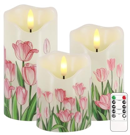 Christmas Flickering Flameless Candles, Set of 3 Candle Lamp with Remote | White Battery Operated LED Candle with Timer, Real Wax Pillar Candles Lights Decor for X‑mas Holiday Wedding Patry Home