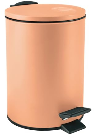 Spirella - Poubelle à Pédale Adelar 3L - Design Moderne - 16.8 x 16.8 x 25 cm - Couleur Pêche Mate - Couvercle Anti-Odeur - Idéale Cuisine et Salle de Bain - Matériau Durable