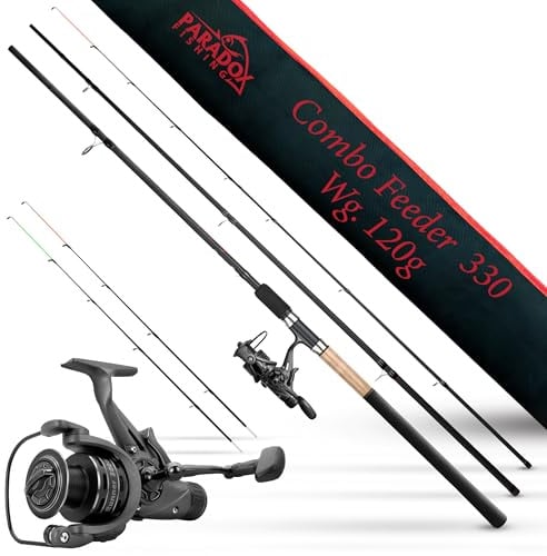 Paradox Fishing Feederrute 3,3m Wg. 120g + 3000 Rolle I Method Feeder Rute Angelrute Feederruten zum Angeln mit Futterkorb (3,3m 120g + 3000 Rolle)