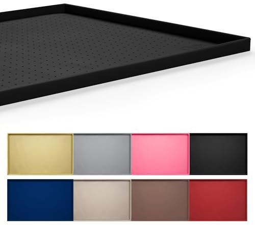 Hubulk Dog Feeding Mat,100% Waterproof Food Grade Silicone Pet Food and Water Bowl Placemat,Dishwasher, High Raised Edge to Prevent Spills,Nonslip Tray to Stop Messes on Floor (19x12x0.5, Black)