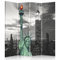 Feeby Frames. Raumteiler, Ggedruckten auf Canvas, Leinwand Wandschirme, dekorative Trennwand, Paravent beidseitig, 4 teilig (145x150 cm), New York, Freiheitsstatue, SCHWARZ-WEIß