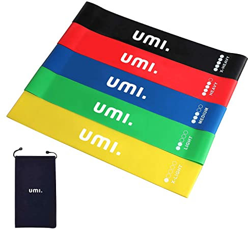 Umi Fitnessbander Set mit 5 strken Widerstandsbander Loop Bänder Ideal für Muskelaufbau Pilates Yoga Gymnasti