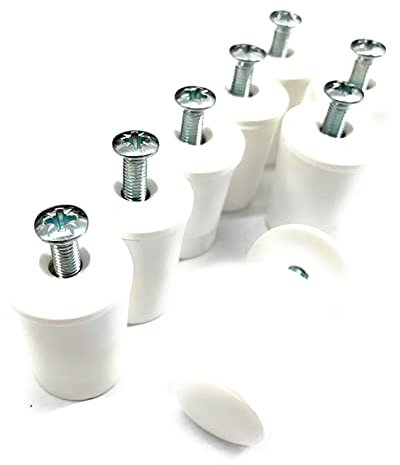 Rolladenanschlag 40 mm/28 mm geschlossen/offen, weiß oder grau mit Schraube und Unterlegscheibe (4 Paar 28 mm weiß geschlossen)