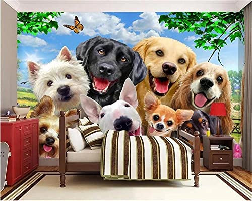 Customized 3D Wallpaper Modern Cartoon Dog on Grass Wallpaper Children Background Wallpaper Home decoration-400*280cm