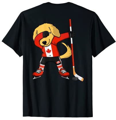 Dabbing Golden Retriever Canada Eishockey-Liebhaber Jersey Art T-Shirt
