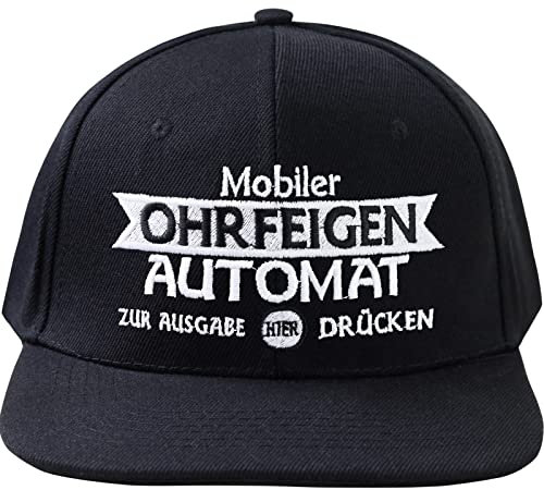 EXPRESS-STICKEREI Lustige Kappe mit Spruch Mobiler Ohrfeigen Automat - Verstellbare Urban Basecap - Hochwertige Schildkappe - Baseball Kappe - Snapback Kappe mit Verschluss - Einheitsgröße