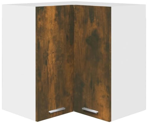 vidaXL Eck Hängeschrank, Wandschrank für Küche, Eckschrank mit viel Stauraum, Küchenschrank Schwebeschrank Küchenmöbel, Räuchereiche Holzwerkstoff