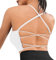 Vertvie Damen Sport BH Gepolstert Crossback Yoga Sports Bra Spaghettiträger Rücken Verkreuzt Gerippt Bustier Ohne Bügel Atmungsaktiv BH mit Abnehmbaren Cups(1pc: Weiß,M)