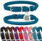 BRONZEDOG Hundehalsband aus gerolltem Leder für kleine, mittelgroße und große Hunde mit QR-ID-Tag (Ozeanblau, L: 41-48 cm)
