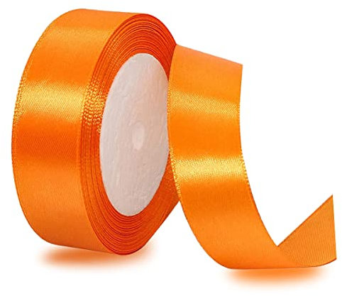 Satinbands Orange 25mm Breit, 23 Meters Geschenkband Schleifenband für Geschenkverpackungen, DIY-Basteleien, Blumensträuße, Nähprojekte, Schleifenherstellung, Geburtstags- und Hochzeitsdekorationen