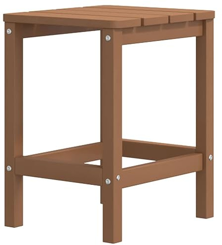 vidaXL Garden Adirondack Table Yard Patio Side Table Home Balcony Desk Outdoor Terrace Furniture Plastic Table Brown 38x38x46 cm HDPE