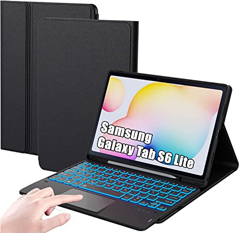 für Samsung Galaxy Tab S6 Lite 10,4 Zoll 2024/2022/2020 Hülle mit Tastatur QWERTZ : 7-Farbige Beleuchtung Tastatur Hülle mit Touchpad für Galaxy Tab S6 Lite 10,4 (SM-P620/P625/P610/P613/P615/P619)