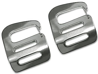 Joyzol Fibbie ondulate con gancio a G, in acciaio inox, con chiusura a molla, resistenti, regolabili, per zaino, cintura, moschettoni (5/8, 3/4, 2,5 cm, 1 1/4), Argento, 3/4inch(21mm)