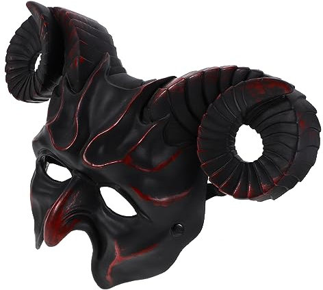 TOYANDONA Cosplay Halbes Gesicht Halloween Kostümmaske Cosplay-maske Ziegenhorn-kopfmasken Ochsenhornmaske Halloween-partymaske Maskerade-maske Teufelsmaske Plastik Gesichtsmaske Hörner 3d