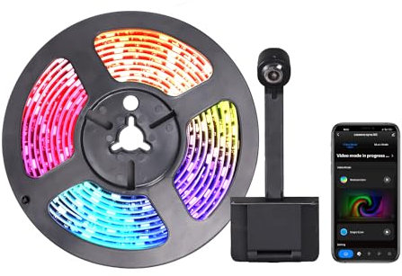 FITUEYES Design TV LED Hintergrundbeleuchtung für 75-85 Zoll Fernseher 5M LED TV Hintergrundbeleuchtung mit 1080P-Kamera Musik Sync App-Steuerung Nicht für Android-Systeme