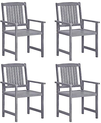 BUKSCYJS StapelstüHle,Hochlehner Gartenstuhl GartenstüHle 4 STK. Massivholz Akazie Graugeeignet FüR Wohnzimmer, Schlafzimmer, GäRten, Balkone, Terrassen, KüChen Und EmpfangsräUme