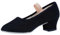 flexdans Canvas Charakterschuhe für Damen, 4cm Tanzschuhe Schwarz Charakter Schuhe mit Niedrigem Absatz Character Shoes 40