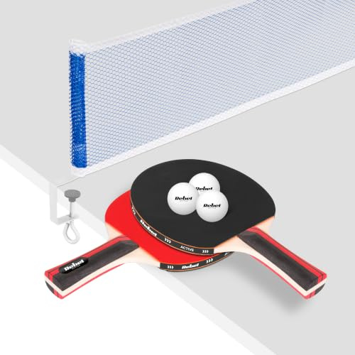 Rebel Tischtennisschläger-Set mit Netz 2 Schläger 3 Bälle RBA-4002