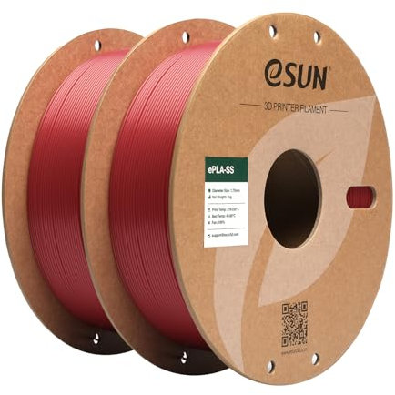 eSUN PLA Filament 1.75mm, PLA Basic 3D Drucker Filament Maßgenauigkeit +/- 0.03mm, 1KG pro Spule, 2 Spulen 3D Druck 3D Filament, Feuerrot