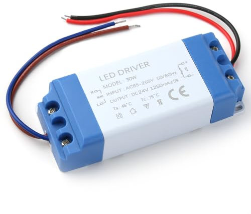 Transformador 220V a 24V, Transformador LED 24V 30W 1.25A, Adaptador de Voltaje Constante, Fuente de Alimentación LED Driver para Iluminación, Compatible con Bombillas LED MR16 MR11 GU5.3 para Uso