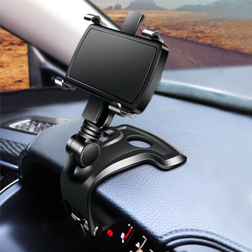 Support de Téléphone Voiture pour Tableau de Bord Automobile, Multifonction Universelle Socles téléphone Portable avec avec Clip à Ressort réglable Rotatif à 1400° pour Les Smartphones de 3in à 7.2in