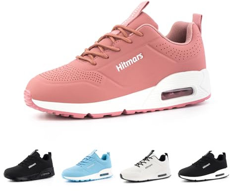 Hitmars Laufschuhe Damen Turnschuhe Luftpolster Sportschuhe Leicht Sneaker Atmungsaktiv Joggingschuhe Walkingschuhe Straßenlaufschuhe rutschfest Fitness Running Rosa EU 40