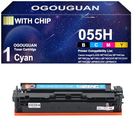 OGOUGUAN 055H CRG-055H CRG055H kompatible Tonerkartusche für Canon i-SENSYS MF744Cdw MF742Cdw MF746Cx (1 Cyan)