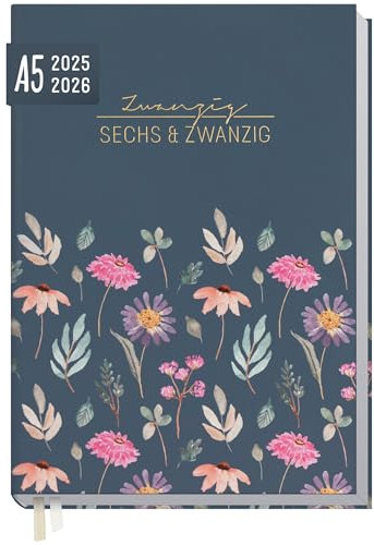 Häfft® Business-Timer 2025/2026 A5 Flying Flowers Buchkalender 18 Monate: Juli 2025 bis Dez. 2026 - Terminplaner, Wochenkalender, Terminkalender, Wochenplaner - nachhaltig & klimafreundlich